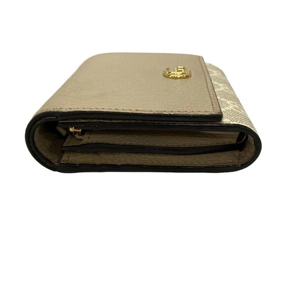 GUCCI Double G bi-color medium wallet/GG Marmont 598587 Beige Gray Cream - Picture 4 of 12